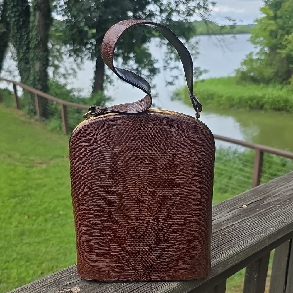Vintage Brown Lizard Leather Handbag
